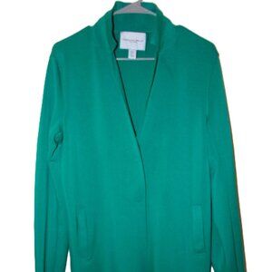 CAROLINA BELLE SZ. MEDIUM TEAL BLUE SOFT NYLON-RAYON LONG SLEEVE DRESS JACKET